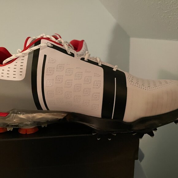 Under Armour Spieth One Golf Shoe White/Black/Red (Extra Wide) Mens 8EE - Picture 4 of 10